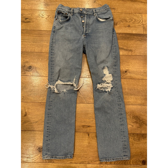 AGOLDE Denim - Women's AGOLDE Blue Distressed Straight Leg Jeans Size 27